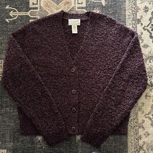 Freeport Studio Vintage Wool Women's Dark Purple Cardigan